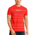 Men's Red Round Neck Printed Cotton T-Shirt