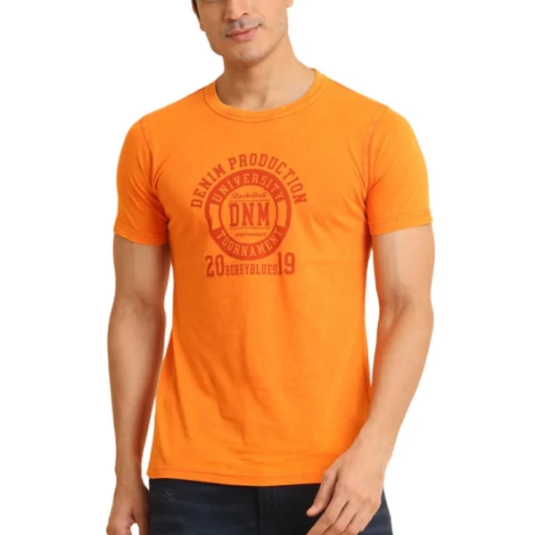 Generic Men's Casual Cotton Printed Round Neck Half Sleeve T-Shirt (Rust)