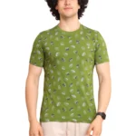 Generic Men's Casual Cotton Printed Round Neck Half Sleeve T-Shirt (Green)