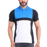 Generic Men's Casual Cotton Printed Polo Neck Half Sleeve T-Shirt (Black)