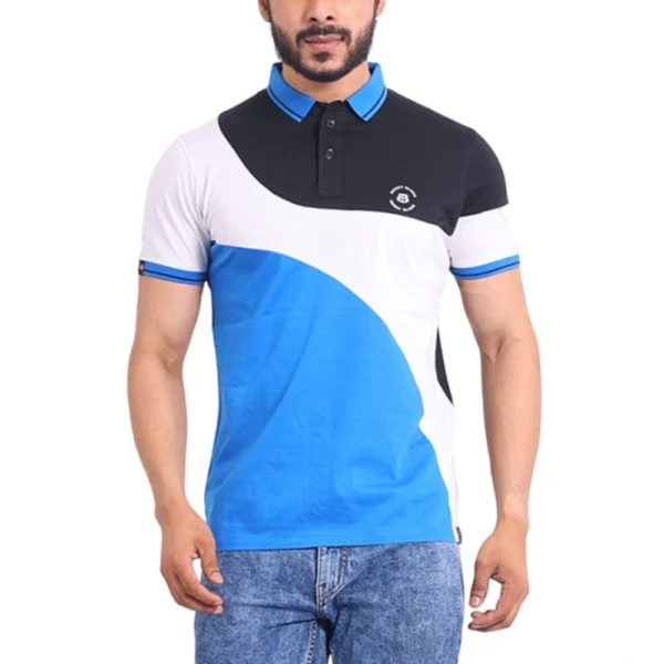 Generic Men's Casual Cotton Printed Polo Neck Half Sleeve T-Shirt (Black)