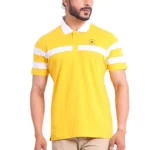 Generic Men's Casual Cotton Printed Polo Neck Half Sleeve T-Shirt (Yellow)