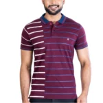 Purple Men's Casual Cotton Printed Polo Neck T-Shirt