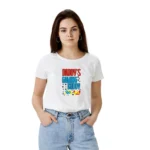 Women's White Polyester T-shirt