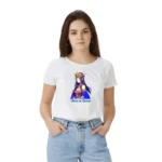 Women's White Polyester T-shirt