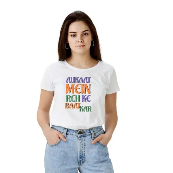 Women's White Polyester T-shirt