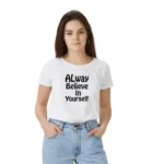 Women's White Polyester T-shirt