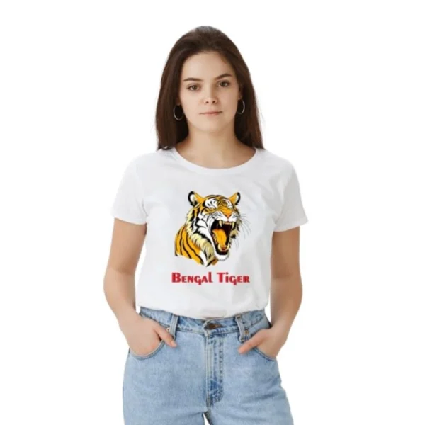 Women's White Polyester T-shirt