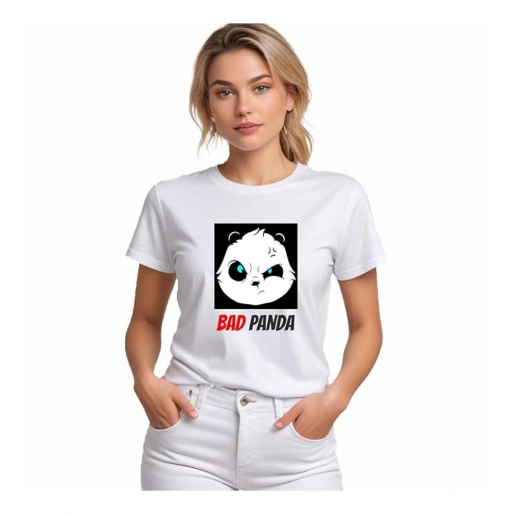 Women's White Polyester T-shirt