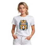 Women's White Polyester T-shirt