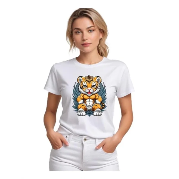 Women's White Polyester T-shirt