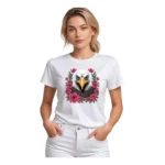 White Polyester Half Sleeve T-shirt for Women