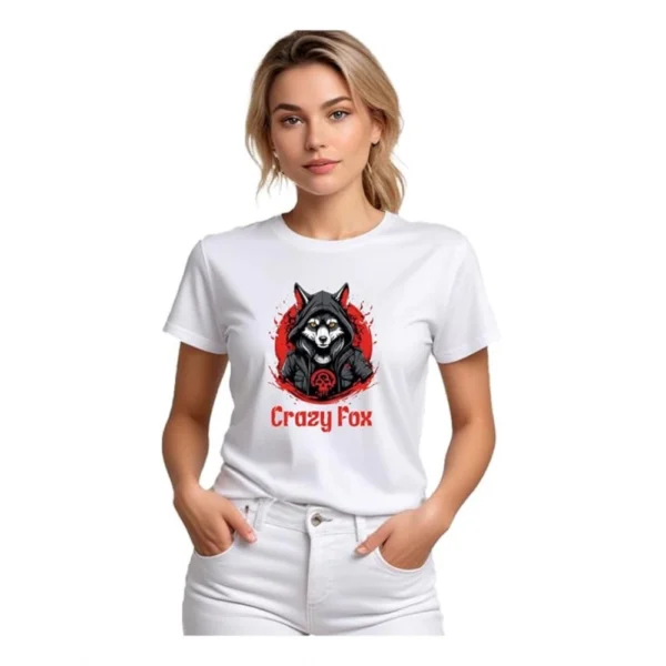 Women's White Polyester T-shirt