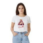 White Polyester Half Sleeve T-shirt for Women