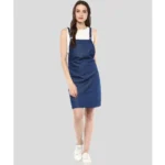 Generic Women's Denim Solid Shoulder Straps Above Knee Dress (Blue) - Image 5