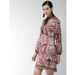Generic Women's Polyester Printed Long Sleeves Above Knee Dress (Red) - Image 5