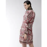 Generic Women's Polyester Printed Long Sleeves Above Knee Dress (Red) - Image 6
