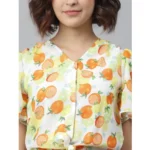 Generic Women's Polyester Printed Flutter Above Knee Dress (Orange - Yellow) - Image 2
