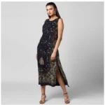 Generic Women's Rayon Floral Sleeveless Calf-length Dress (Black) - Image 6