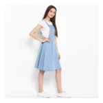 Generic Women's Denim Solid Sleeveless Above Knee Dress (Blue) - Image 4