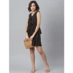 Generic Women's Polyester Peplum Sleeveless Above Knee Dress (Black) - Image 5