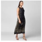 Generic Women's Rayon Floral Sleeveless Calf-length Dress (Black) - Image 4