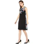 Generic Women's Polyester Printed Sleeveless Above Knee Dress (Black - Multicolor) - Image 3