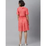 Generic Women's Polyester Polka Flutter Above Knee Dress (Coral) - Image 6