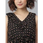 Generic Women's Polyester Peplum Sleeveless Above Knee Dress (Black) - Image 2