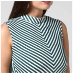 Generic Women's Polyester Striped Sleeveless Above Knee Dress (Green) - Image 2