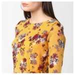 Generic Women's Polyester Floral Long Sleeves Calf-length Dress (Yellow) - Image 2