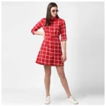 Women Red Checkered Dress