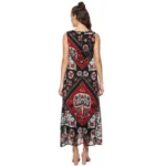 Generic Women's Polyester Printed Sleeveless Dress (Red - Black) - Image 7