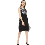 Generic Women's Polyester Printed Sleeveless Above Knee Dress (Black - Multicolor) - Image 6
