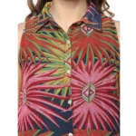 Generic Women's Polyester Floral Sleeveless Below Knee Dress (Multicolor) - Image 2