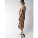 Generic Women's Polyester Striped Sleeveless Below Knee Dress (Mustard) - Image 6