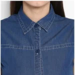 Generic Women's Denim Solid Sleeveless Above Knee Dress (Blue) - Image 2