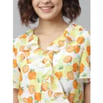Generic Women's Polyester Printed Flutter Above Knee Dress (Yellow - Orange) - Image 2