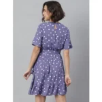 Generic Women's Polyester Polka Bell Sleeve Above Knee Dress (Lavender) - Image 6