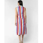 Generic Women's Polyester Striped Sleeveless Calf-length Dress (Multicolor) - Image 6
