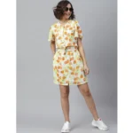 Generic Women's Polyester Printed Flutter Above Knee Dress (Orange - Yellow) - Image 5