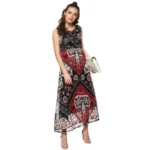 Generic Women's Polyester Printed Sleeveless Dress (Red - Black) - Image 6
