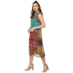 Generic Women's Polyester Floral Sleeveless Below Knee Dress (Multicolor) - Image 3