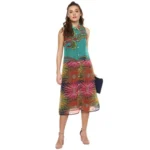 Generic Women's Polyester Floral Sleeveless Below Knee Dress (Multicolor) - Image 6