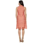 Generic Women's Polyester Printed Sleeveless Above Knee Dress (Orange) - Image 7