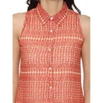 Generic Women's Polyester Printed Sleeveless Above Knee Dress (Orange) - Image 2