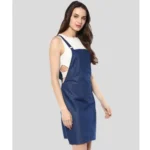 Generic Women's Denim Solid Shoulder Straps Above Knee Dress (Blue) - Image 3
