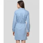 Generic Women's Denim Solid Long Sleeves Above Knee Dress (Blue) - Image 6
