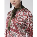 Generic Women's Polyester Printed Long Sleeves Above Knee Dress (Red) - Image 2