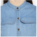 Generic Women's Denim Solid Cold Shoulder Above Knee Dress (Blue) - Image 2